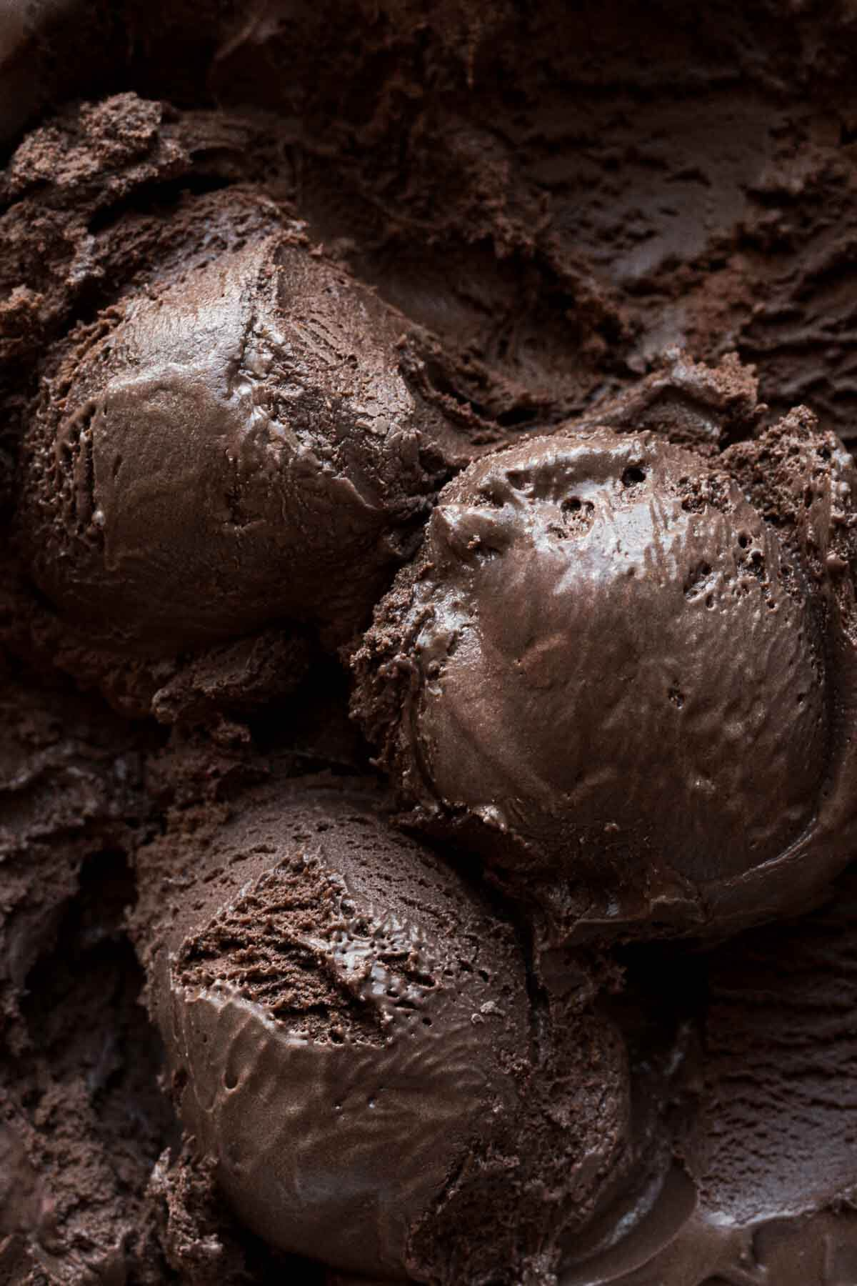 Scoops of chocolate ice cream