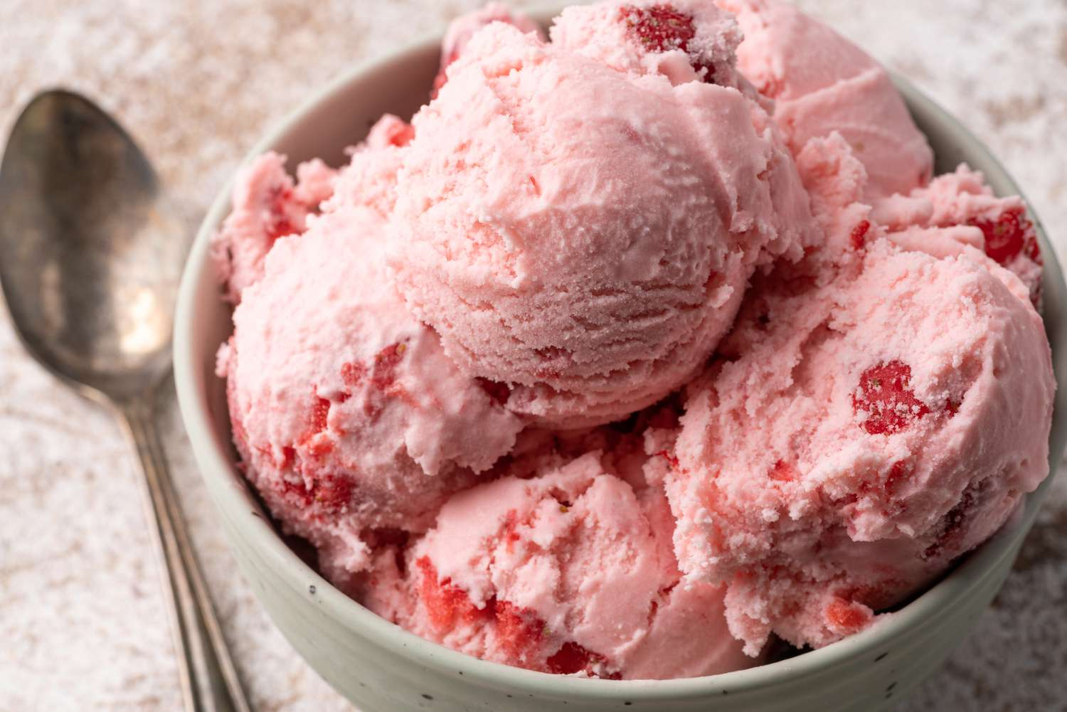 Scoops of strawberry ice cream