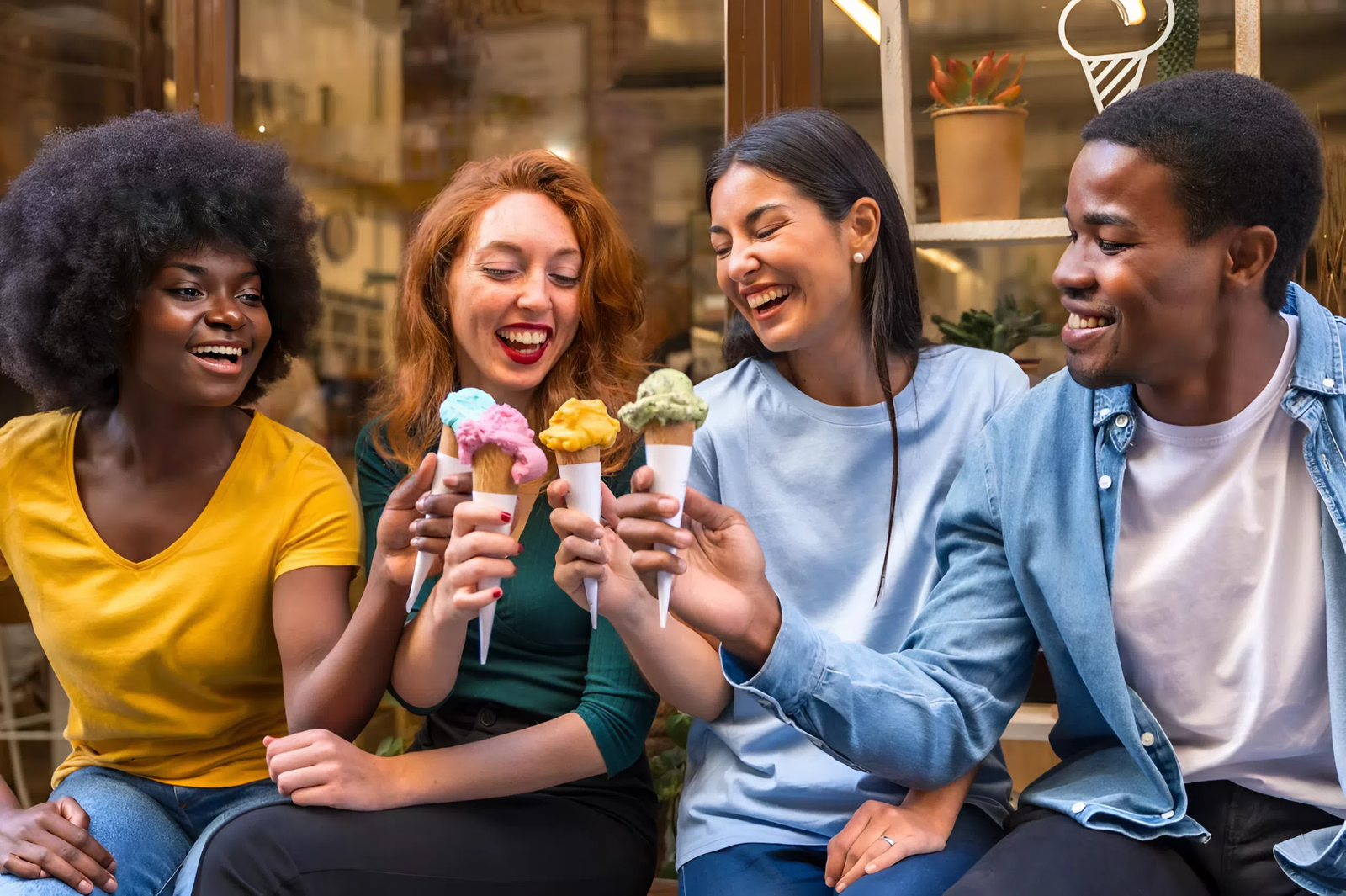 Colleagues enjoying ice cream together