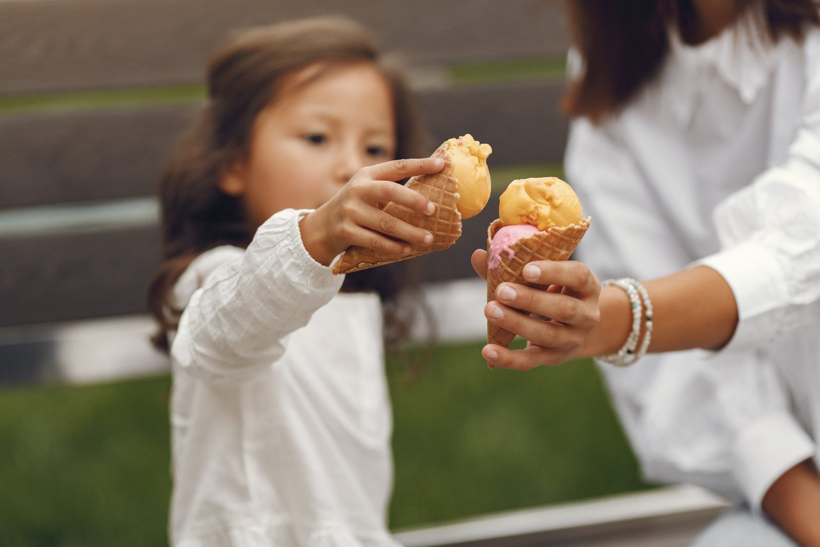 A family enjoying ice cream together